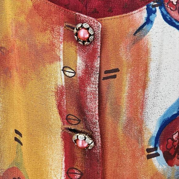 Vintage Dorothy Schoelen Platinum Vest Sz 6 Abstract Artsy Print 90s Made USA - Picture 4 of 13